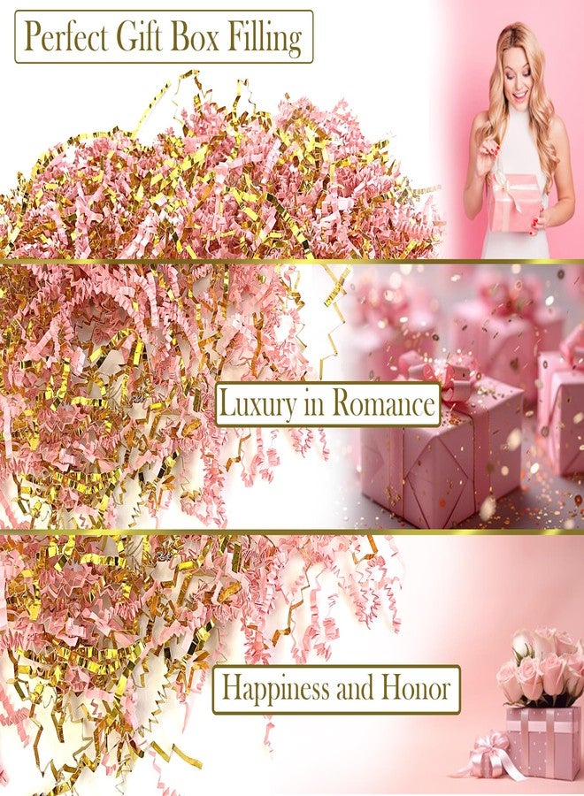 PUROSUR Crinkle Cut Paper Shred Filler Pink & Gold for Gift Wrapping & Basket Filling luxury Gift Box Filler Gift Basket Stuffing Shipping Packaging Craft Party Favor Bags - (4 oz) (Pink & Gold) - Image 4